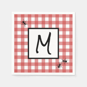 Classic Red White Gingham Ants BBQ Picnic Party Napkin