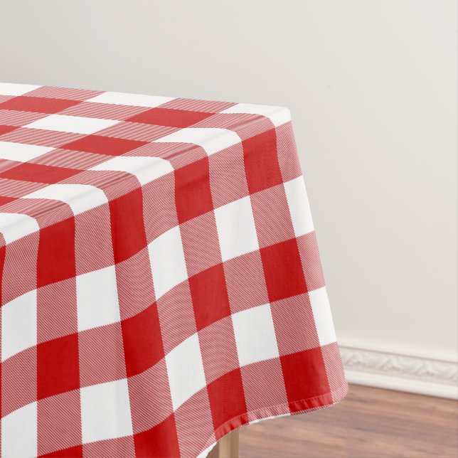 Classic Red & White Gingham Check  Tablecloth (In Situ)