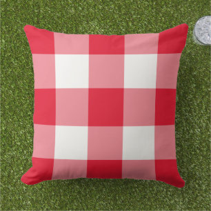 Classic Red White Large Gingham Check Cushion