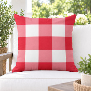 Classic Red White Large Gingham Check Cushion