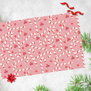 Classic Red White Merry Christmas Candy Stick Tissue Paper