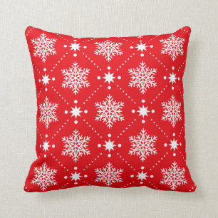 Classic Red White Snowflakes Christmas Pattern Cushion