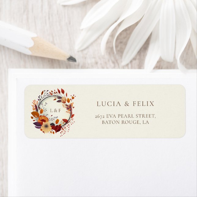 Classic Red Wildflower Name Initial Return Address Label (Insitu)