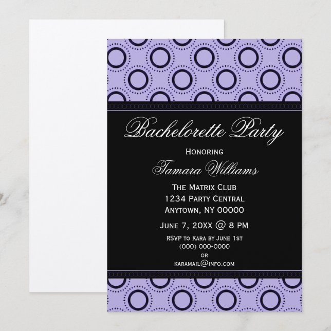 Classic Refinement Bachelorette Party Invitation (Front/Back)