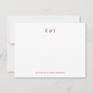 Classic Regal Burgundy Elegant Couple Initials Card