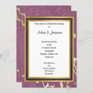 CLASSIC REGAL PURPLE GOLD MARBLE LAYER WEDDING  INVITATION