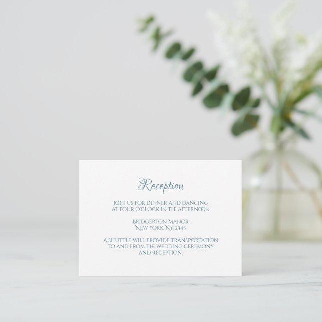 Classic Regency Blue Cameo Wedding Reception Enclosure Card (Standing Front)