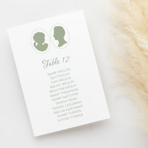 Classic Regency Green Cameo Wedding Table Number