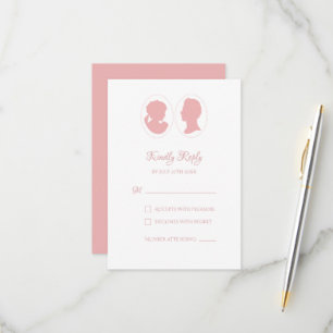 Classic Regency Pink Cameo Wedding RSVP Card