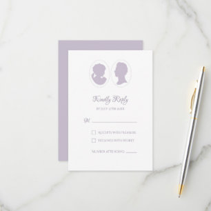 Classic Regency Purple Cameo Wedding RSVP Card