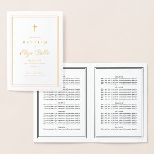 Classic Religious Baptism Program Gold Foil  Foil Card