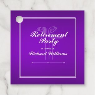 Classic Retirement Golf Club Theme Purple White Favour Tags