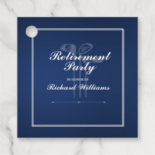 Classic Retirement Golf Clubs Theme Blue White Favour Tags