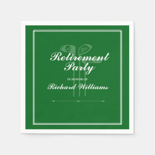 Classic Retirement Golf Clubs Theme Green White Napkin