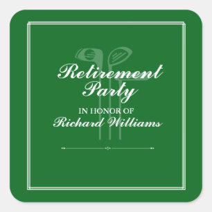 Classic Retirement Golf Theme Green White Square Sticker