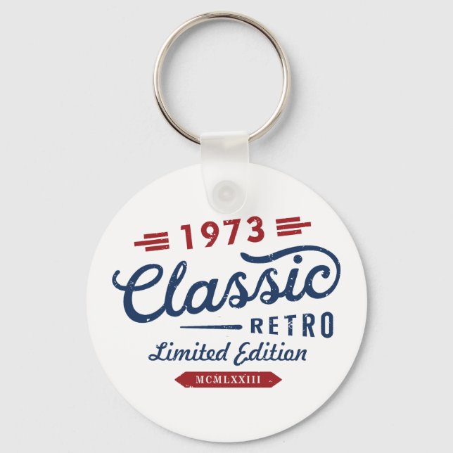 Classic Retro 1973 Limited Edition Birthday Key Ring (Front)