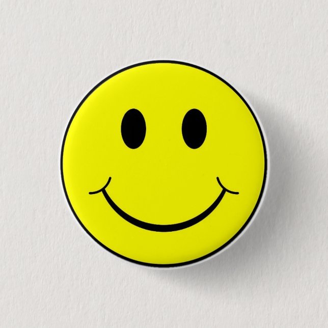 Classic Retro 70's Yellow Happy Face Button (Front)