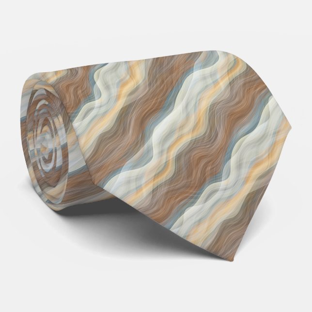 Classic Retro Abstract Artistic Waves Art Pattern Tie (Rolled)