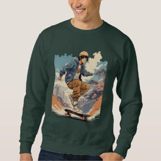 Classic Retro anime Japanese Skateboarder  Sweatshirt
