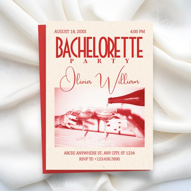 Classic retro bachelorette party invitation (Creator Uploaded)