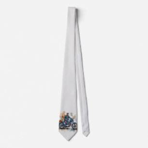 Classic Retro Biker Motif Graphic Print Tie