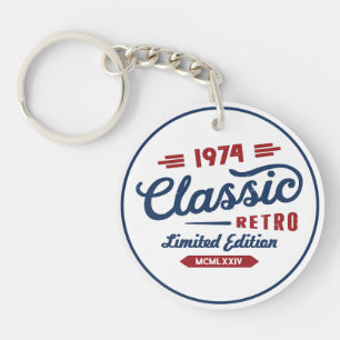 Classic Retro Birthday Gift   Personalised Key Ring