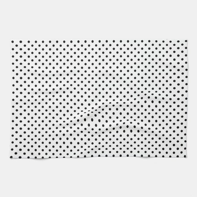 Classic retro black and white polka dots tea towel (Horizontal)