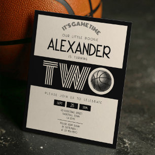 Classic Retro Black Basketball Budget 2nd Birthday