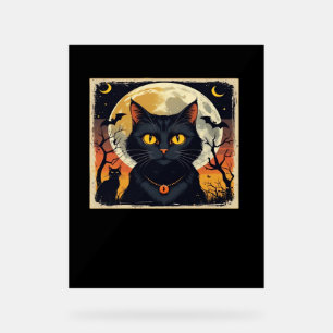 Classic Retro Black Cat Halloween T-Shirt Classic  Acrylic Sign