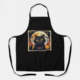 Classic Retro Black Cat Halloween T-Shirt Classic  Apron