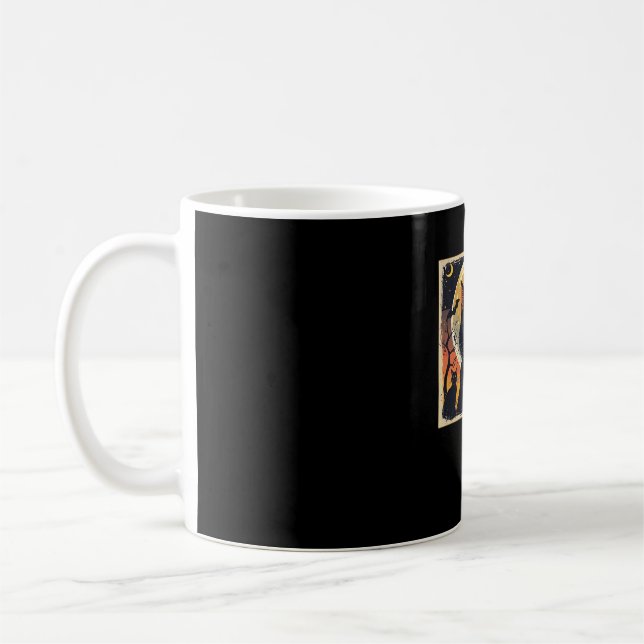 Classic Retro Black Cat Halloween T-Shirt Classic  Coffee Mug (Left)