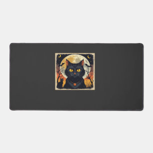 Classic Retro Black Cat Halloween T-Shirt Classic Desk Mat