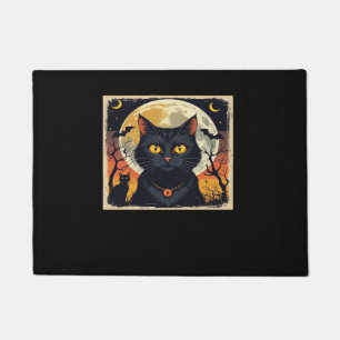 Classic Retro Black Cat Halloween T-Shirt Classic  Doormat
