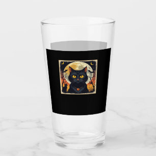 Classic Retro Black Cat Halloween T-Shirt Classic Glass