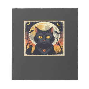 Classic Retro Black Cat Halloween T-Shirt Classic Notepad