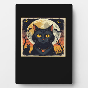 Classic Retro Black Cat Halloween T-Shirt Classic  Plaque