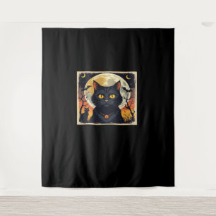 Classic Retro Black Cat Halloween T-Shirt Classic  Tapestry
