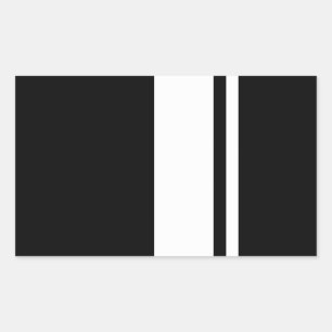 Classic Retro Black & White Race Car Stripes Rectangular Sticker
