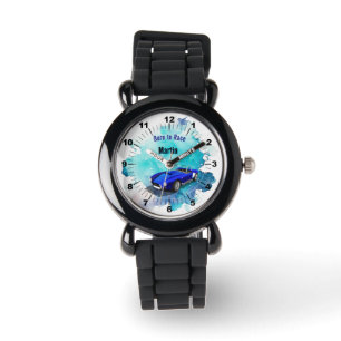 Classic Retro Blue Sports Car Birthday Adventure H Watch