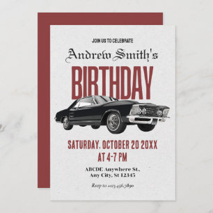 Classic Retro car birthday Invitation