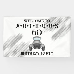 Classic Retro Car Vintage Watercolour Welcome Banner