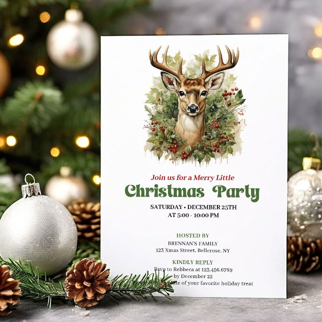 Classic retro Christmas deer party invitation (Classic retro Christmas angel party invitation

)