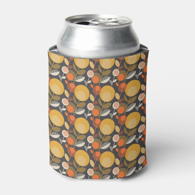 Classic Retro Floral Pattern Can Cooler (Can Front)