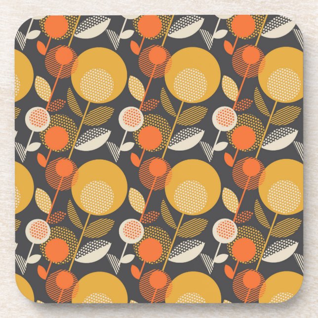 Classic Retro Floral Pattern Coaster (Front)