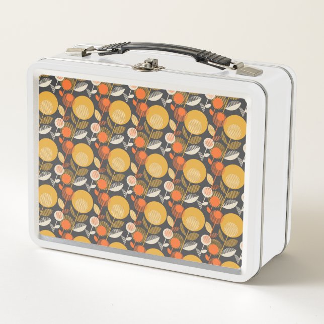 Classic Retro Floral Pattern Metal Lunch Box (Front)