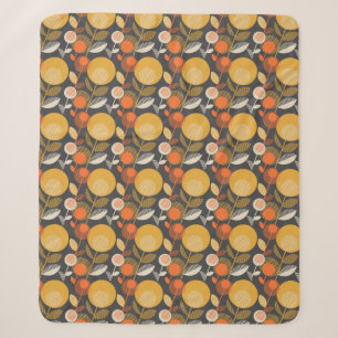 Classic Retro Floral Pattern Sherpa Blanket
