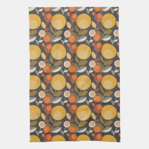 Classic Retro Floral Pattern Tea Towel