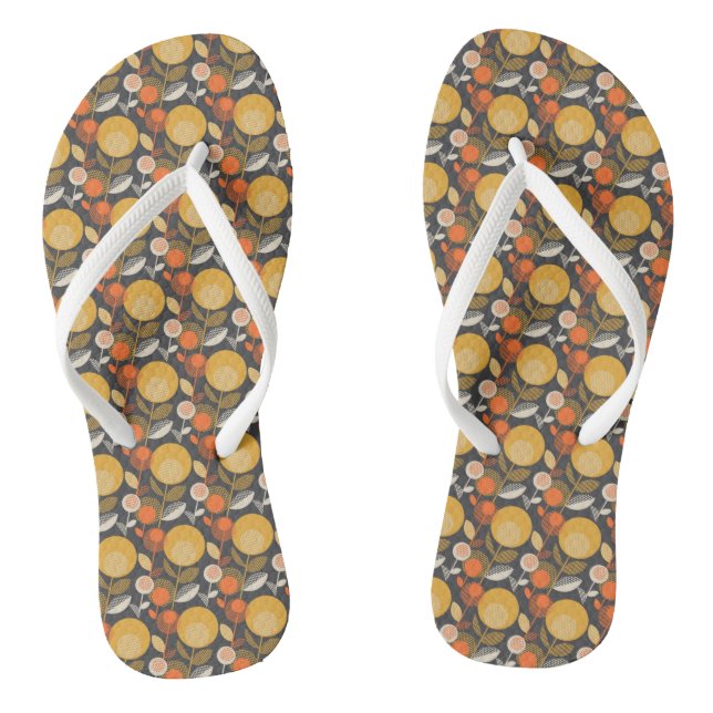 Classic Retro Floral Pattern Thongs (Footbed)