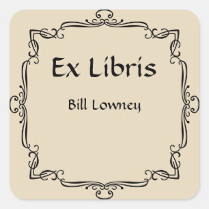 Classic Retro French Bookplate Square Sticker