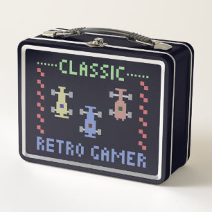 Classic Retro Gamer Pixel Race Metal Lunch Box